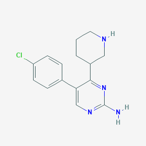 molecular formula C15H17ClN4 B1399245 5-(4-Chlorophenyl)-4-(piperidin-3-yl)pyrimidin-2-amine CAS No. 1316224-23-3