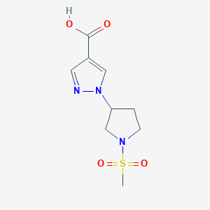 molecular formula C9H13N3O4S B1399253 1-(1-(Methylsulfonyl)pyrrolidin-3-yl)-1H-pyrazole-4-carboxylic acid CAS No. 1316225-68-9