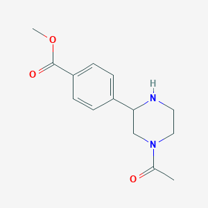 molecular formula C14H18N2O3 B1399255 Methyl 4-(4-acetylpiperazin-2-yl)benzoate CAS No. 1316226-02-4