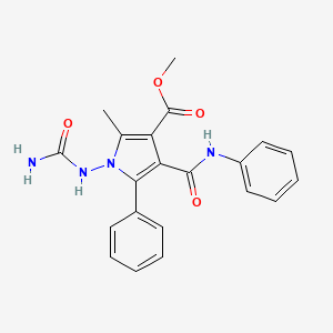 molecular formula C21H20N4O4 B13992556 Methyl 1-(carbamoylamino)-2-methyl-5-phenyl-4-(phenylcarbamoyl)pyrrole-3-carboxylate CAS No. 94126-62-2