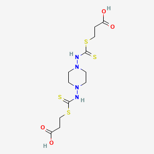 molecular formula C12H20N4O4S4 B13992620 3,3'-[Piperazine-1,4-diylbis(carbamothioylsulfanediyl)]dipropanoic acid CAS No. 81468-03-3