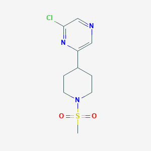 molecular formula C10H14ClN3O2S B1399263 2-Chloro-6-(1-(methylsulfonyl)piperidin-4-yl)pyrazine CAS No. 1316220-86-6
