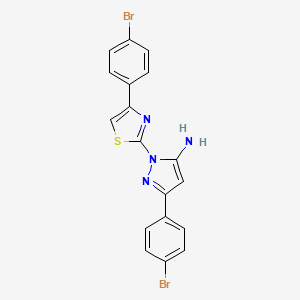 molecular formula C18H12Br2N4S B13992642 3-(4-bromophenyl)-1-[4-(4-bromophenyl)-1,3-thiazol-2-yl]-1H-pyrazol-5-amine CAS No. 74101-15-8