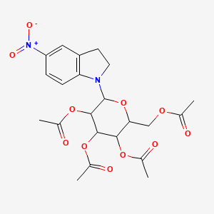 molecular formula C22H26N2O11 B13992661 5-Nitro-1-(2,3,4,6-tetra-o-acetylhexopyranosyl)-2,3-dihydro-1h-indole CAS No. 26386-09-4
