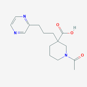 molecular formula C15H21N3O3 B1399271 1-Acetyl-3-(3-(pyrazin-2-yl)propyl)piperidine-3-carboxylic acid CAS No. 1316227-15-2
