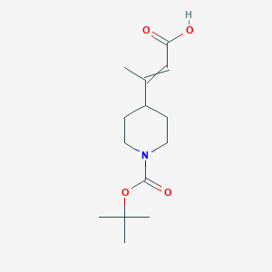 molecular formula C14H23NO4 B13992753 3-[1-[(2-Methylpropan-2-yl)oxycarbonyl]piperidin-4-yl]but-2-enoic acid 