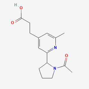 molecular formula C15H20N2O3 B1399276 3-(2-(1-Acetylpyrrolidin-2-yl)-6-methylpyridin-4-yl)propanoic acid CAS No. 1316220-79-7