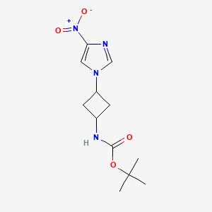 molecular formula C12H18N4O4 B1399286 tert-Butyl ((1s,3s)-3-(4-nitro-1H-imidazol-1-yl)cyclobutyl)carbamate CAS No. 1364663-31-9