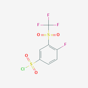 molecular formula C7H3ClF4O4S2 B1399289 4-Fluoro-3-(trifluoromethylsulfonyl)benzenesulfonyl chloride CAS No. 1027345-07-8