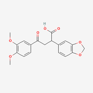 molecular formula C19H18O7 B13993055 2-(1,3-Benzodioxol-5-yl)-4-(3,4-dimethoxyphenyl)-4-oxobutanoic acid CAS No. 51116-24-6