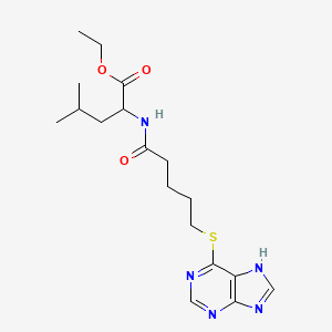molecular formula C18H27N5O3S B13993240 Ethyl 4-methyl-2-[5-(7H-purin-6-ylsulfanyl)pentanoylamino]pentanoate CAS No. 23404-72-0