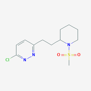 molecular formula C12H18ClN3O2S B1399332 3-Chloro-6-(2-(1-(methylsulfonyl)piperidin-2-yl)ethyl)pyridazine CAS No. 1316225-99-6