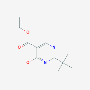 molecular formula C12H18N2O3 B13993556 Ethyl 2-(tert-butyl)-4-methoxypyrimidine-5-carboxylate 
