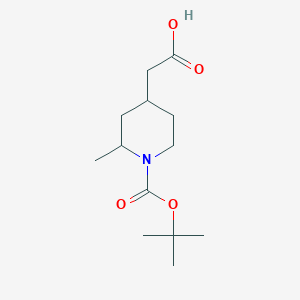 molecular formula C13H23NO4 B13993565 2-(1-(tert-Butoxycarbonyl)-2-methylpiperidin-4-yl)acetic acid 