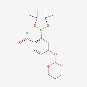molecular formula C18H25BO5 B13993701 4-(Tetrahydro-pyran-2-yloxy)-2-(4,4,5,5-tetramethyl-[1,3,2]dioxaborolan-2-yl)-benzaldehyde 