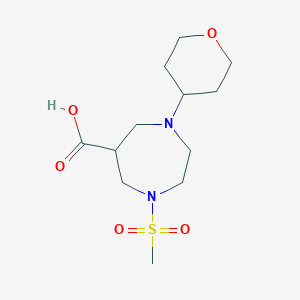 molecular formula C12H22N2O5S B1399372 1-Methanesulfonyl-4-(tetrahydro-pyran-4-yl)-[1,4]diazepane-6-carboxylic acid CAS No. 1316218-90-2