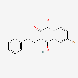 molecular formula C18H13BrO3 B13993829 6-Bromo-4-hydroxy-3-(2-phenylethyl)naphthalene-1,2-dione CAS No. 7475-41-4
