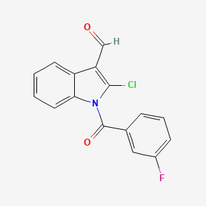 molecular formula C16H9ClFNO2 B13993844 2-Chloro-1-(3-fluorobenzoyl)indole-3-carbaldehyde CAS No. 68770-79-6