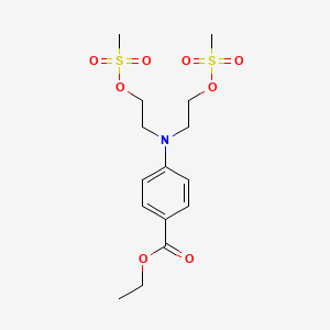 molecular formula C15H23NO8S2 B13994031 Benzoic acid, 4-[bis[2-[(methylsulfonyl)oxy]ethyl]amino]-, ethyl ester CAS No. 64977-07-7