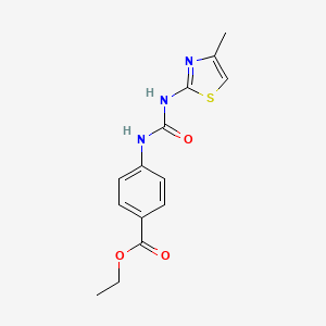 molecular formula C14H15N3O3S B13994055 Ethyl 4-{[(4-methyl-1,3-thiazol-2-yl)carbamoyl]amino}benzoate CAS No. 69236-58-4