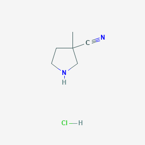 molecular formula C6H11ClN2 B1399414 3-Cyano-3-methylpyrrolidine hydrochloride CAS No. 1205750-61-3