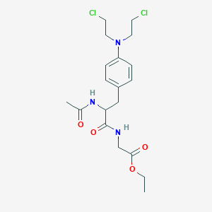 molecular formula C19H27Cl2N3O4 B13994271 Ethyl 2-[[2-acetamido-3-[4-[bis(2-chloroethyl)amino]phenyl]propanoyl]amino]acetate CAS No. 7409-39-4