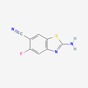 molecular formula C8H4FN3S B13994316 2-Amino-5-fluoro-6-benzothiazolecarbonitrile 