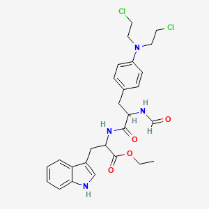 molecular formula C27H32Cl2N4O4 B13994348 Ethyl 4-[bis(2-chloroethyl)amino]-N-formylphenylalanyltryptophanate CAS No. 7409-38-3