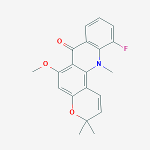 molecular formula C20H18FNO3 B13994488 7H-Pyrano[2,3-c]acridin-7-one, 11-fluoro-3,12-dihydro-6-methoxy-3,3,12-trimethyl- CAS No. 82260-84-2