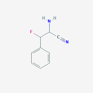 molecular formula C9H9FN2 B13994510 2-Amino-3-fluoro-3-phenylpropanenitrile CAS No. 79559-50-5