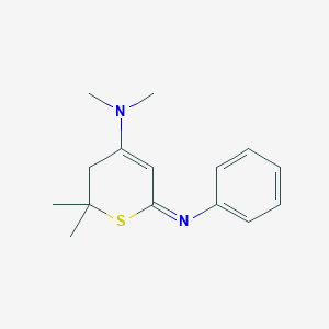 molecular formula C15H20N2S B13994546 N,N,2,2-tetramethyl-6-phenylimino-3H-thiopyran-4-amine CAS No. 86795-94-0