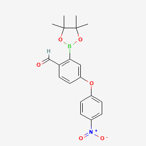 molecular formula C19H20BNO6 B13994771 4-(4-Nitrophenoxy)-2-(4,4,5,5-tetramethyl-1,3,2-dioxaborolan-2-yl)benzaldehyde 