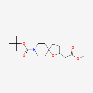 molecular formula C16H27NO5 B13994837 Tert-butyl 2-(2-methoxy-2-oxoethyl)-1-oxa-8-azaspiro[4.5]decane-8-carboxylate 