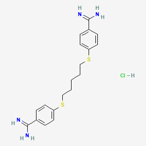 molecular formula C19H25ClN4S2 B13994859 Benzenecarboximidamide,4'-[1,5-pentanediylbis(thio)]bis-, dihydrochloride CAS No. 57514-59-7