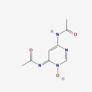 molecular formula C8H10N4O3 B13995001 N-(6-Acetamido-3-hydroxypyrimidin-4(3H)-ylidene)acetamide CAS No. 7399-92-0