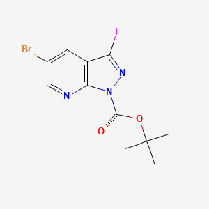 molecular formula C11H11BrIN3O2 B1399534 tert-Butyl 5-bromo-3-iodo-1H-pyrazolo[3,4-b]pyridine-1-carboxylate CAS No. 916326-31-3