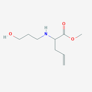 molecular formula C9H17NO3 B13995353 Methyl 2-[(3-hydroxypropyl)amino]pent-4-enoate CAS No. 391642-57-2