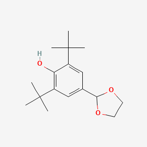 molecular formula C17H26O3 B13995366 Phenol, 2,6-bis(1,1-dimethylethyl)-4-(1,3-dioxolan-2-yl)- 