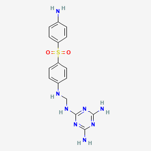 molecular formula C16H18N8O2S B13995392 n2-[({4-[(4-Aminophenyl)sulfonyl]phenyl}amino)methyl]-1,3,5-triazine-2,4,6-triamine CAS No. 17051-80-8