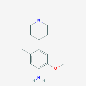 molecular formula C14H22N2O B13995629 2-Methoxy-5-methyl-4-(1-methyl-4-piperidinyl)benzenamine 