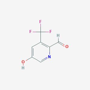 molecular formula C7H4F3NO2 B13995773 5-Hydroxy-3-(trifluoromethyl)picolinaldehyde 