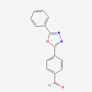molecular formula C15H10N2O2 B13995788 4-(5-Phenyl-1,3,4-oxadiazol-2-yl)benzaldehyde CAS No. 65145-97-3