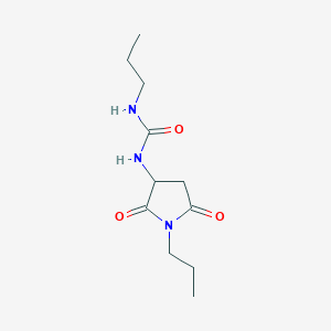 molecular formula C11H19N3O3 B13996005 N-(2,5-Dioxo-1-propylpyrrolidin-3-yl)-N'-propylurea CAS No. 77693-14-2