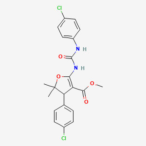 molecular formula C21H20Cl2N2O4 B13996217 Methyl 4-(4-chlorophenyl)-2-{[(4-chlorophenyl)carbamoyl]amino}-5,5-dimethyl-4,5-dihydrofuran-3-carboxylate CAS No. 21863-92-3