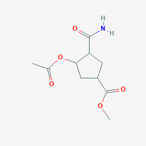 molecular formula C10H15NO5 B13996233 Methyl 3-(acetyloxy)-4-carbamoylcyclopentanecarboxylate CAS No. 23722-86-3