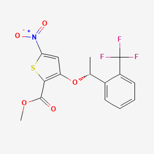 molecular formula C15H12F3NO5S B1399627 (R)-Methyl 5-nitro-3-(1-(2-(trifluoromethyl)phenyl)ethoxy)thiophene-2-carboxylate CAS No. 929039-94-1