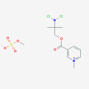 molecular formula C12H18Cl2N2O6S B13996419 3-{[2-(Dichloroamino)-2-methylpropoxy]carbonyl}-1-methylpyridin-1-ium methyl sulfate CAS No. 61542-30-1