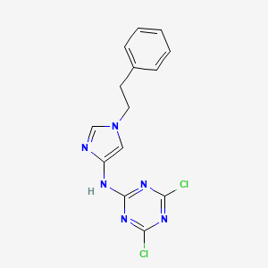 molecular formula C14H12Cl2N6 B13996420 4,6-Dichloro-N-[1-(2-phenylethyl)-1H-imidazol-4-yl]-1,3,5-triazin-2-amine 