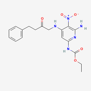 molecular formula C18H21N5O5 B13996465 ethyl N-[6-amino-5-nitro-4-[(2-oxo-4-phenylbutyl)amino]pyridin-2-yl]carbamate CAS No. 83269-04-9