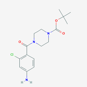 molecular formula C16H22ClN3O3 B13996493 tert-Butyl 4-(4-amino-2-chlorobenzoyl)piperazine-1-carboxylate 